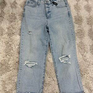 Express Light Blue Distressed Ankle Jeans